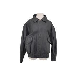 Vintage Adler Black Leather Bomber Jacket Men’s M- Authentic Eagle Zipper